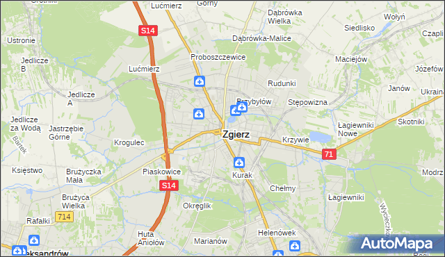 mapa Zgierz, Zgierz na mapie Targeo