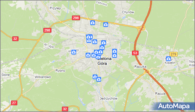 mapa Zielona Góra, Zielona Góra na mapie Targeo