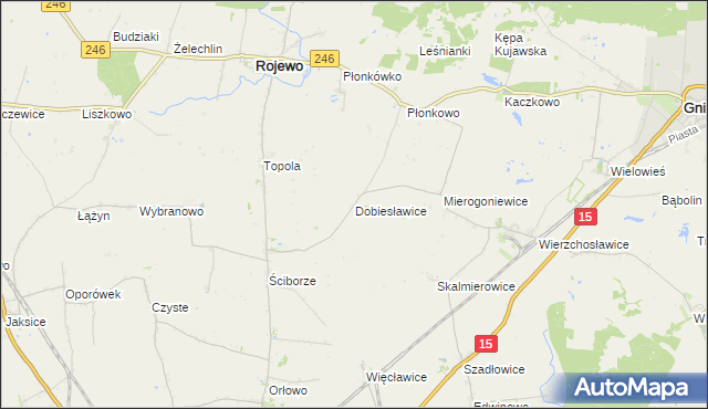 mapa Dobiesławice gmina Rojewo, Dobiesławice gmina Rojewo na mapie Targeo