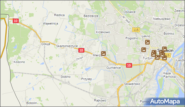 mapa Mierzyn gmina Dobra (Szczecińska), Mierzyn gmina Dobra (Szczecińska) na mapie Targeo