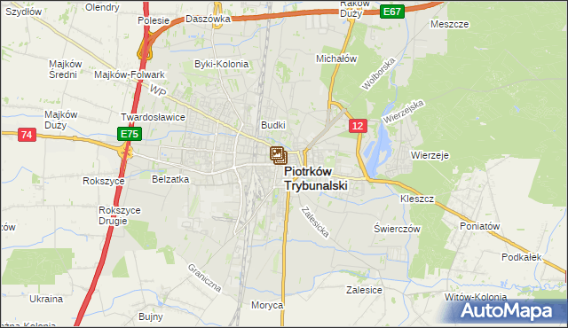 mapa Piotrków Trybunalski, Piotrków Trybunalski na mapie Targeo