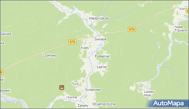 mapa Podłaźnie, Podłaźnie na mapie Targeo