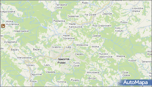 mapa Widaczów, Widaczów na mapie Targeo
