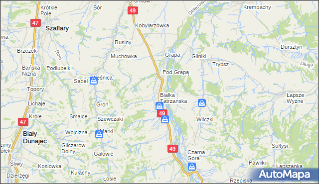 mapa Białka Tatrzańska, Białka Tatrzańska na mapie Targeo