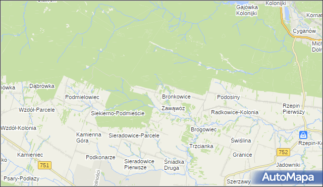 mapa Bronkowice, Bronkowice na mapie Targeo