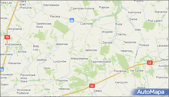 mapa Jabłonów gmina Policzna, Jabłonów gmina Policzna na mapie Targeo