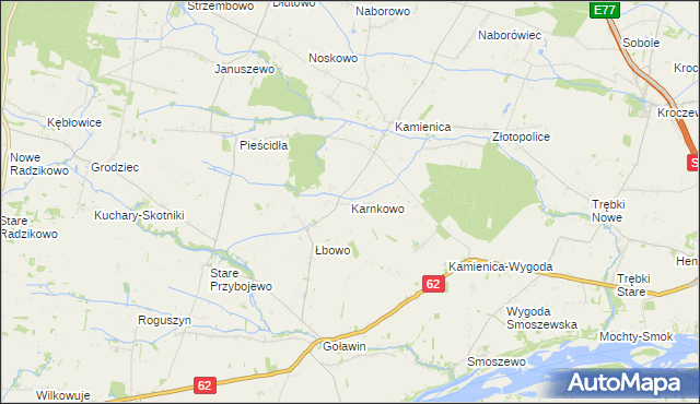 mapa Karnkowo gmina Czerwińsk nad Wisłą, Karnkowo gmina Czerwińsk nad Wisłą na mapie Targeo