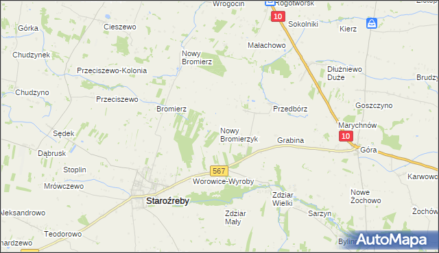 mapa Nowy Bromierzyk, Nowy Bromierzyk na mapie Targeo