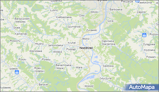 mapa Nozdrzec, Nozdrzec na mapie Targeo