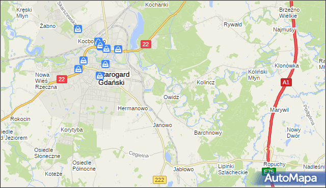 mapa Owidz, Owidz na mapie Targeo