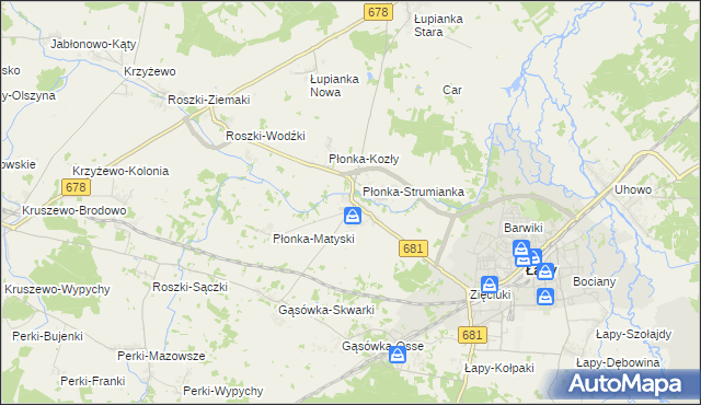 mapa Płonka Kościelna, Płonka Kościelna na mapie Targeo
