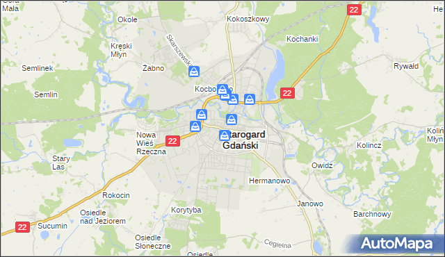 mapa Starogard Gdański, Starogard Gdański na mapie Targeo