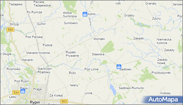 mapa Stawiska gmina Rypin, Stawiska gmina Rypin na mapie Targeo