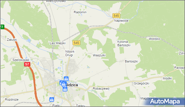 mapa Waszulki, Waszulki na mapie Targeo