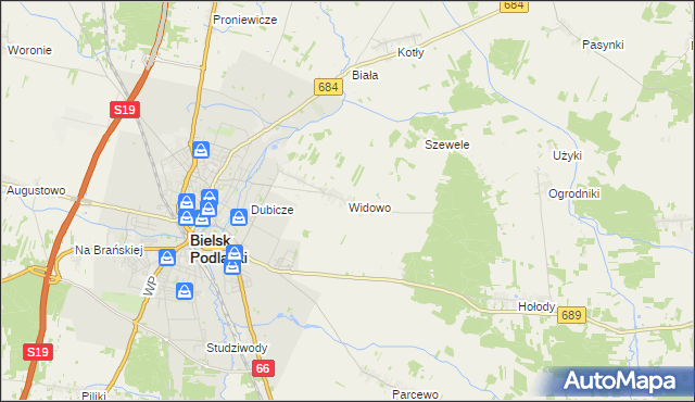 mapa Widowo, Widowo na mapie Targeo