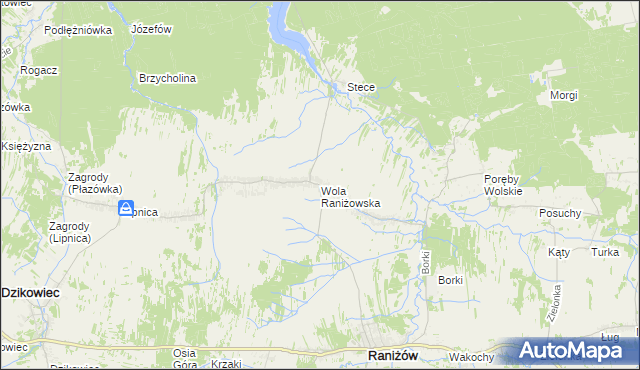 mapa Wola Raniżowska, Wola Raniżowska na mapie Targeo