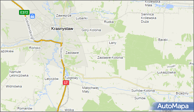mapa Zastawie-Kolonia, Zastawie-Kolonia na mapie Targeo