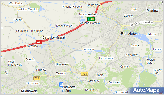 mapa Parzniew, Parzniew na mapie Targeo