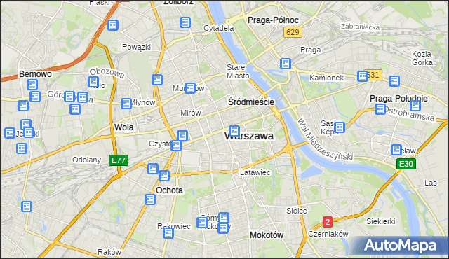 mapa Warszawy, Warszawa na mapie Targeo