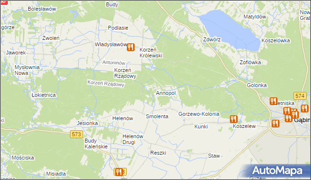 mapa Annopol gmina Szczawin Kościelny, Annopol gmina Szczawin Kościelny na mapie Targeo