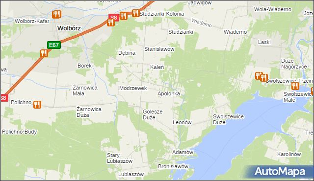 mapa Apolonka gmina Wolbórz, Apolonka gmina Wolbórz na mapie Targeo