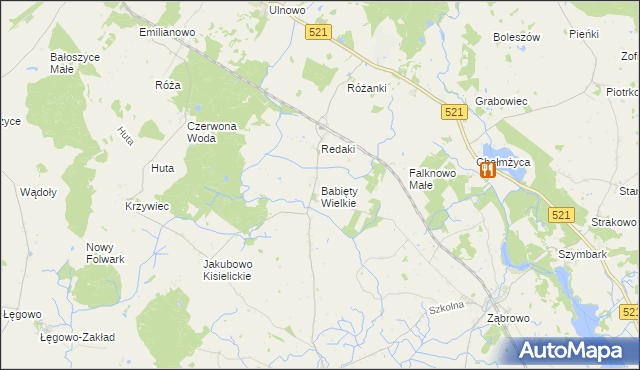 mapa Babięty Wielkie, Babięty Wielkie na mapie Targeo