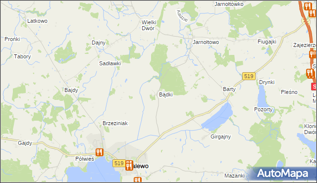 mapa Bądki gmina Zalewo, Bądki gmina Zalewo na mapie Targeo