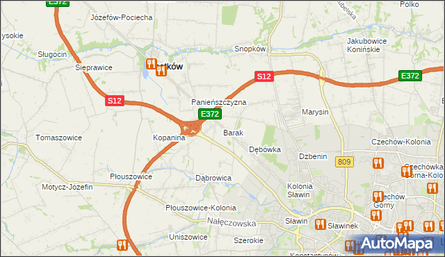 mapa Barak gmina Jastków, Barak gmina Jastków na mapie Targeo