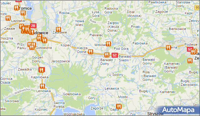 mapa Barwałd Dolny, Barwałd Dolny na mapie Targeo