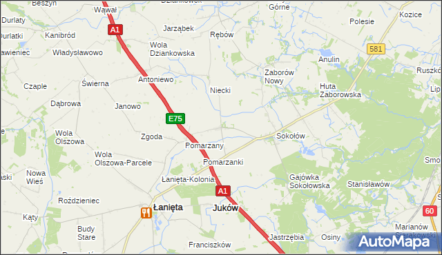 mapa Belno gmina Gostynin, Belno gmina Gostynin na mapie Targeo