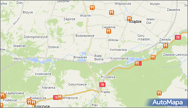 mapa Biała Błotna, Biała Błotna na mapie Targeo