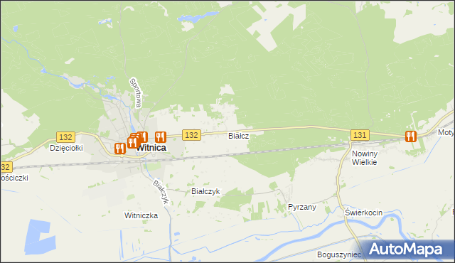 mapa Białcz gmina Witnica, Białcz gmina Witnica na mapie Targeo