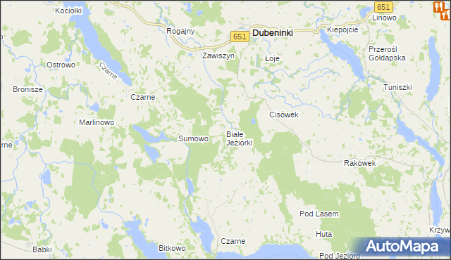 mapa Białe Jeziorki, Białe Jeziorki na mapie Targeo