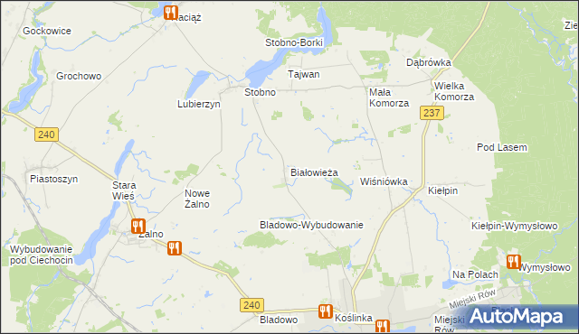 mapa Białowieża gmina Tuchola, Białowieża gmina Tuchola na mapie Targeo