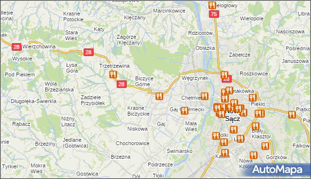 mapa Biczyce Dolne, Biczyce Dolne na mapie Targeo