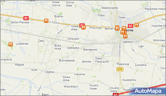 mapa Bieniewice, Bieniewice na mapie Targeo