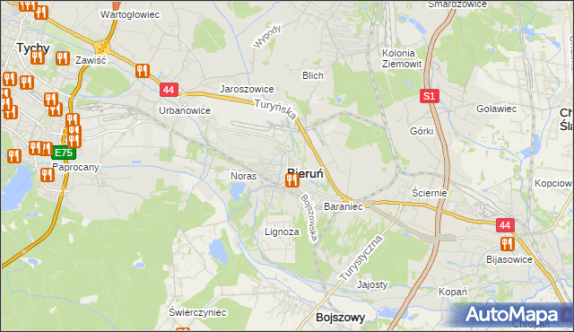 mapa Bieruń, Bieruń na mapie Targeo