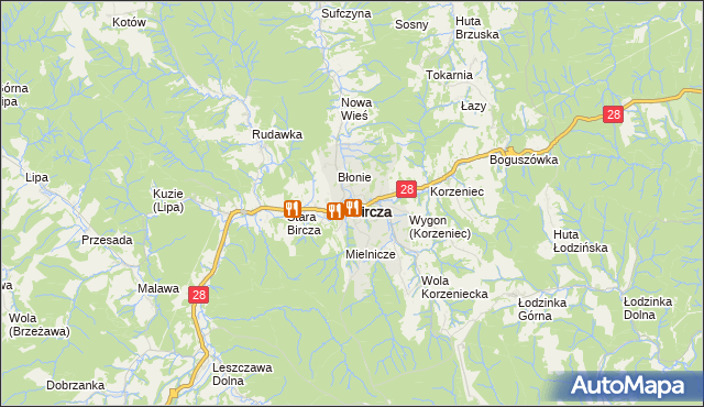 mapa Bircza, Bircza na mapie Targeo