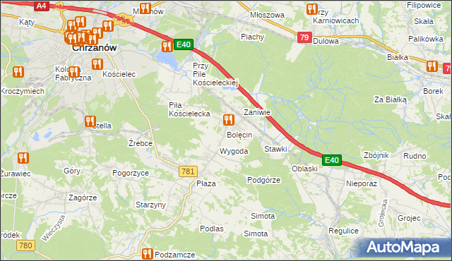mapa Bolęcin gmina Trzebinia, Bolęcin gmina Trzebinia na mapie Targeo