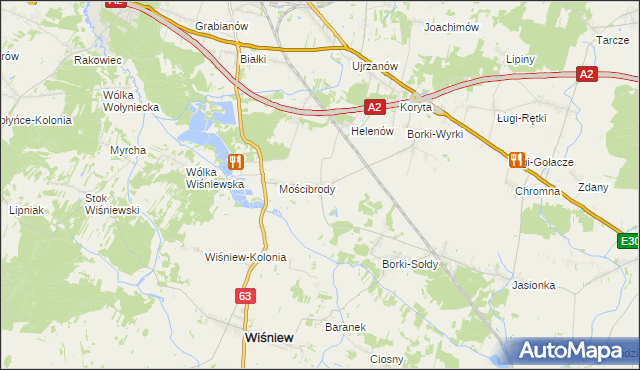 mapa Borki-Kosiorki, Borki-Kosiorki na mapie Targeo