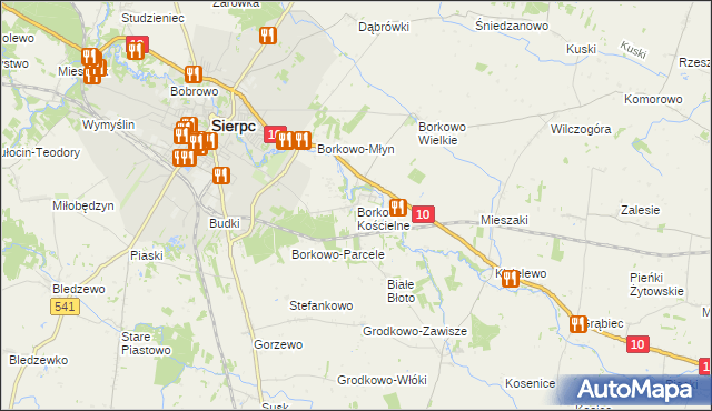 mapa Borkowo Kościelne, Borkowo Kościelne na mapie Targeo