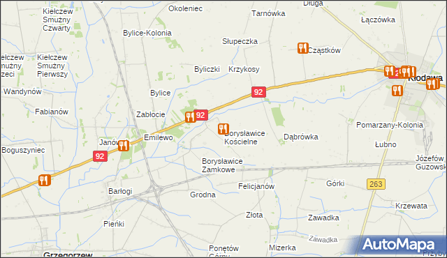 mapa Borysławice Kościelne, Borysławice Kościelne na mapie Targeo