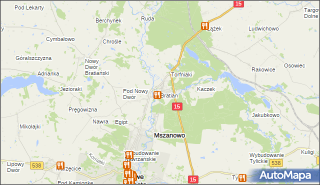 mapa Bratian, Bratian na mapie Targeo