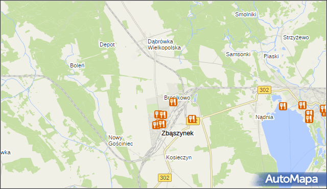 mapa Bronikowo gmina Zbąszynek, Bronikowo gmina Zbąszynek na mapie Targeo