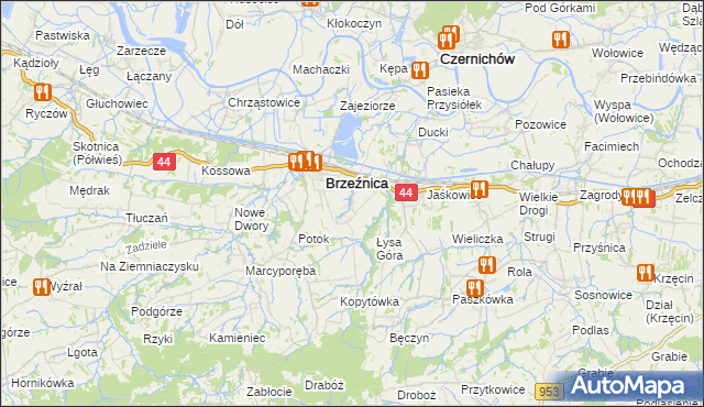 mapa Brzezinka gmina Brzeźnica, Brzezinka gmina Brzeźnica na mapie Targeo