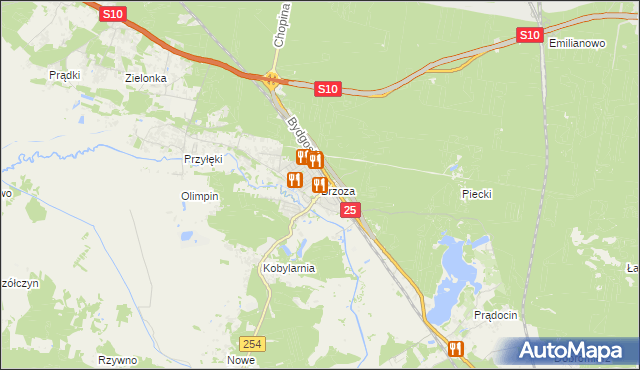 mapa Brzoza gmina Nowa Wieś Wielka, Brzoza gmina Nowa Wieś Wielka na mapie Targeo
