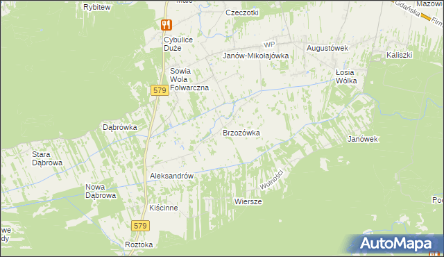 mapa Brzozówka gmina Czosnów, Brzozówka gmina Czosnów na mapie Targeo
