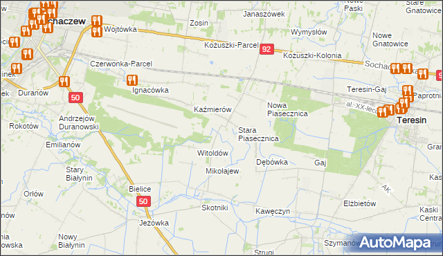 mapa Budki Piaseckie, Budki Piaseckie na mapie Targeo