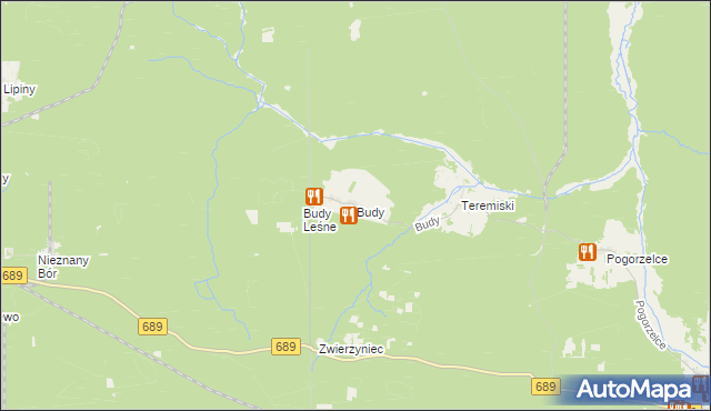 mapa Budy gmina Białowieża, Budy gmina Białowieża na mapie Targeo