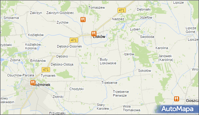mapa Budy Liskowskie, Budy Liskowskie na mapie Targeo